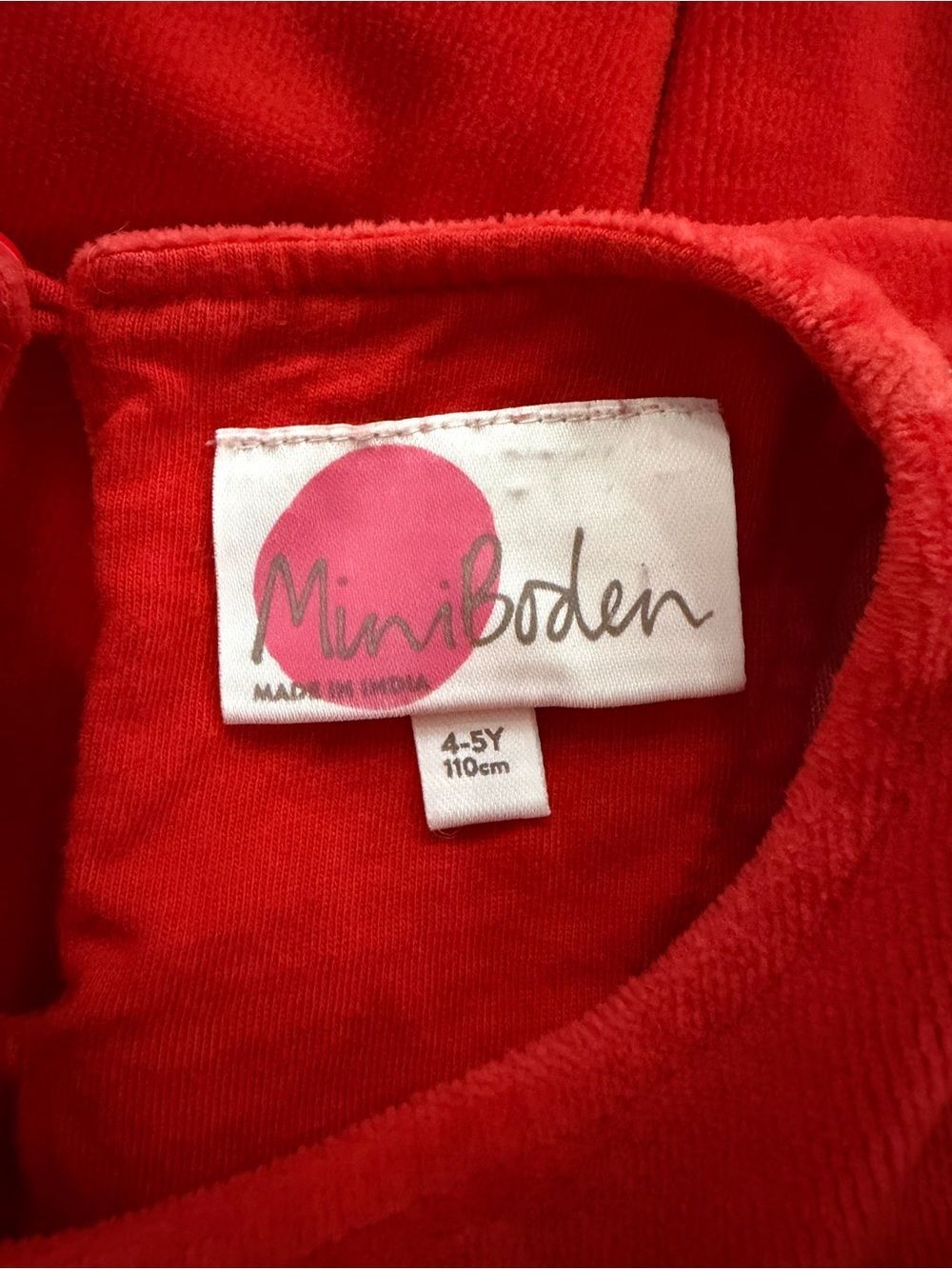 Mini Boden Girls 4-5Y Red Velour Sequin Ruffle Dress Holiday Party Cute - Picture 5 of 7